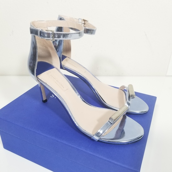 Stuart Weitzman Nudist 75 Cylinder Metallic Ice - Picture 3 of 8